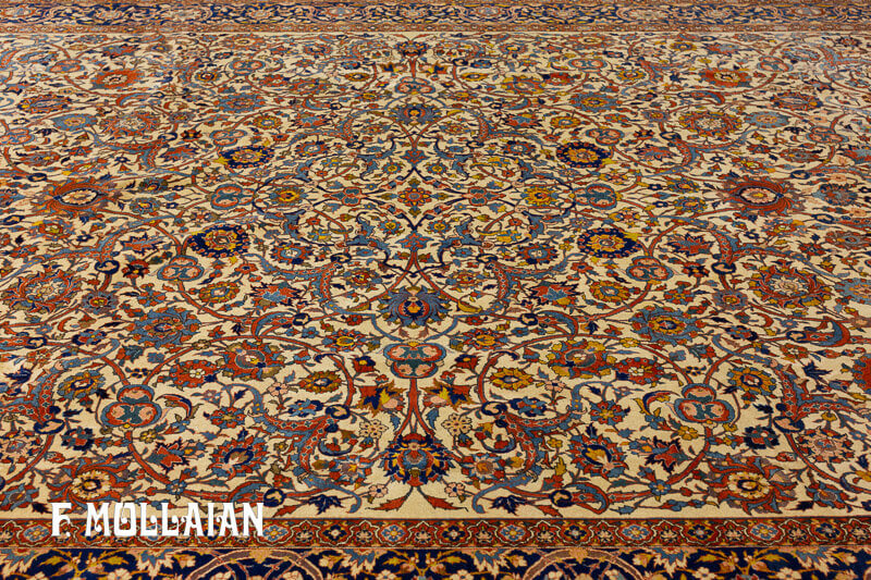 Tappeto Persiano Vintage Isfahan Trama e Ordito Di Seta n°:85039872